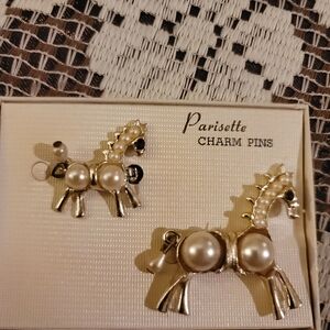 Vintage Pearl Horse Brooches!